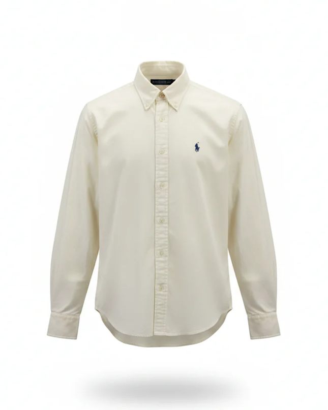 Ralph Lauren Sport Cream Polo Player Long Sleeve Shirt