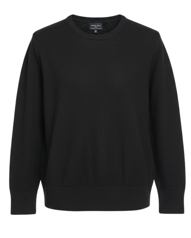 Zara Man Black Extrafine Wool Crewneck Sweater