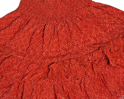 Lauren Ralph Lauren Petite Orange Patterned Smocked Mini Skirt