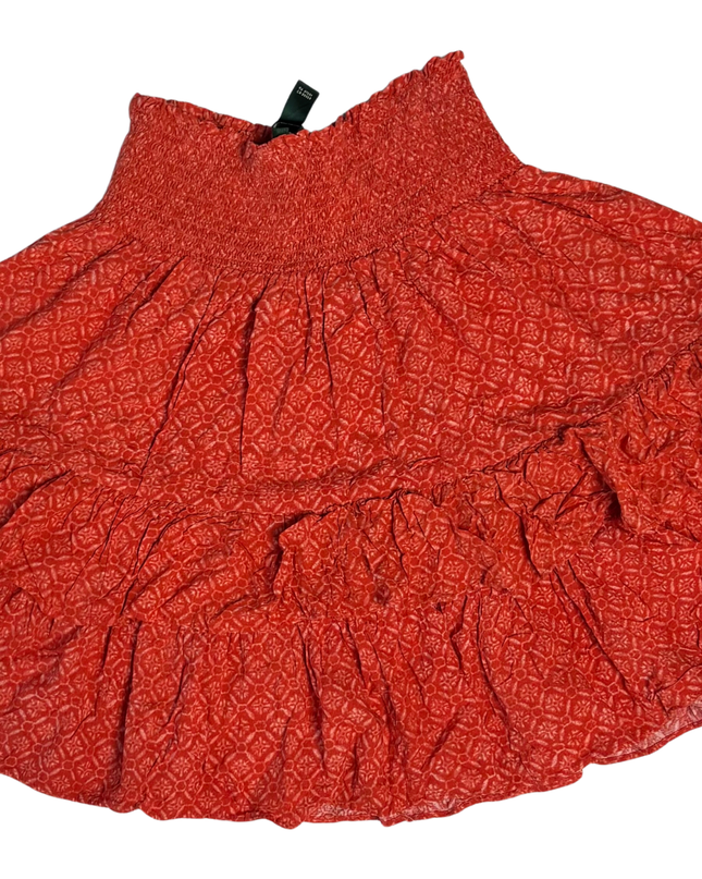 Lauren Ralph Lauren Petite Orange Patterned Smocked Mini Skirt