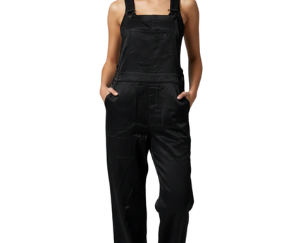 Reserved Black Viscose Dungaree Jumpsuit