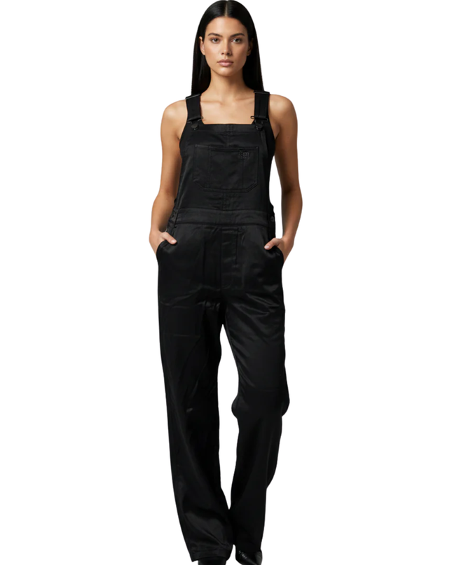 Reserved Black Viscose Dungaree Jumpsuit