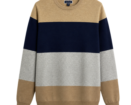 Club Room Tan/Navy/Grey Striped Sweater