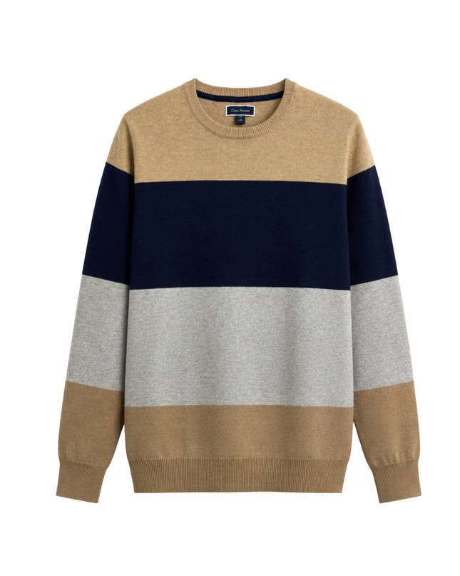 Club Room Tan/Navy/Grey Striped Sweater
