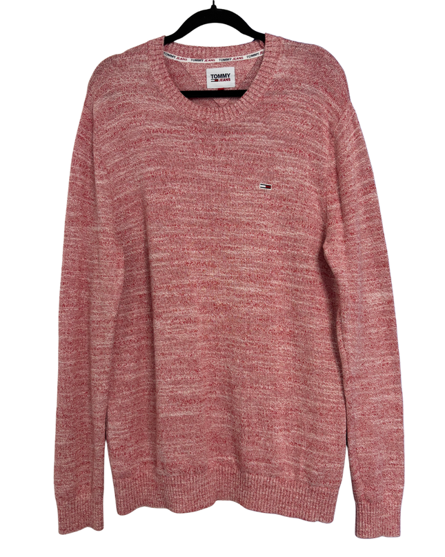 Tommy Jeans Red Heathered Knit Crewneck Sweater