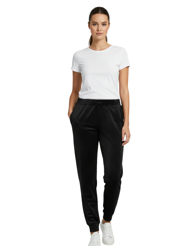 Juicy Couture x Forever 21 Black Velvet Rhinestone Logo Jogger Pants