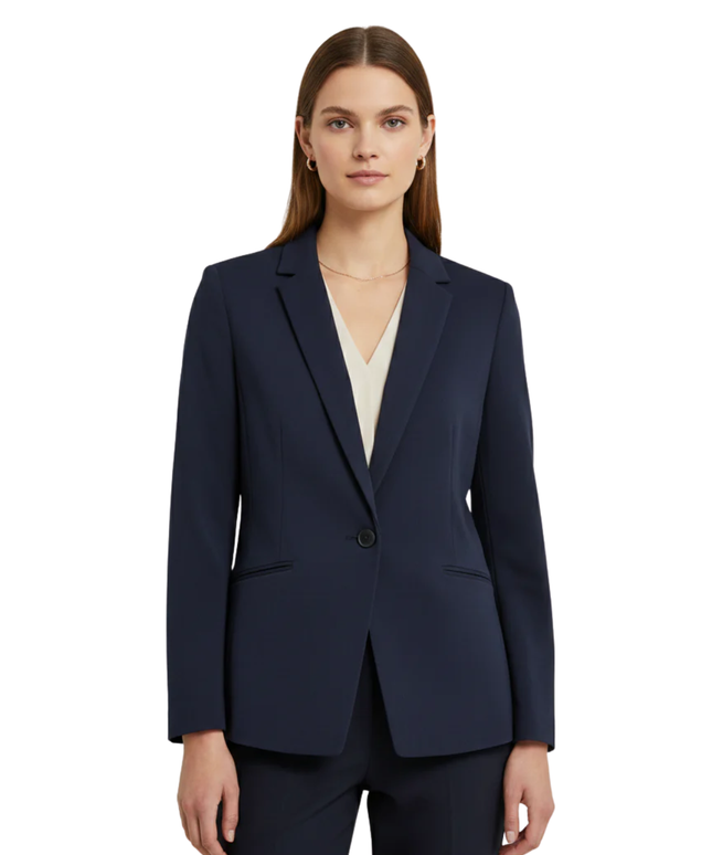 H&M Navy Blue Tailored Single-Button Blazer