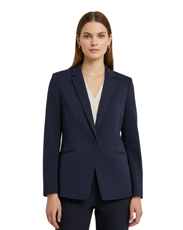 H&M Navy Blue Tailored Single-Button Blazer