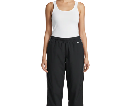 Nike Black Cropped Track Pants with White Piping