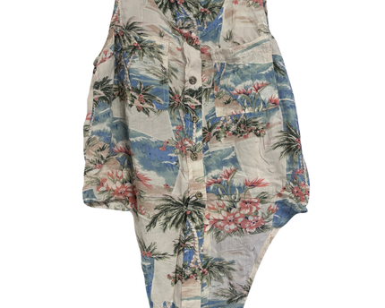 American Eagle Multicolor Tropical Print Button-Front Bodysuit
