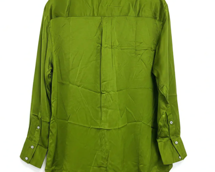 Zara Lime Green Viscose Button-Down Shirt