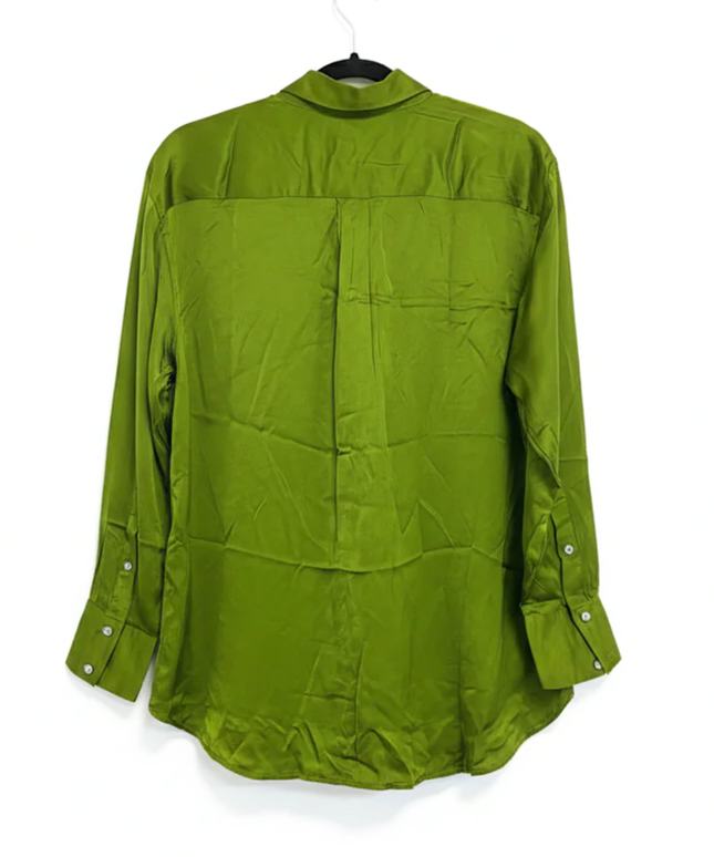 Zara Lime Green Viscose Button-Down Shirt