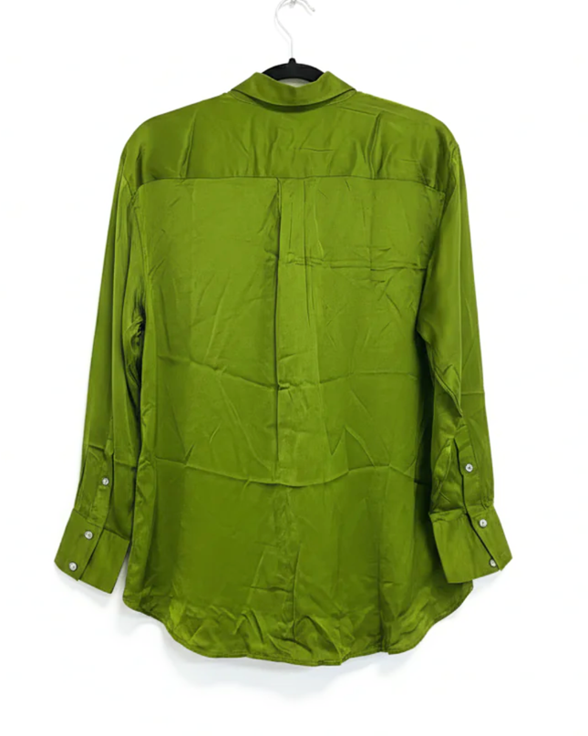 Zara Lime Green Viscose Button-Down Shirt