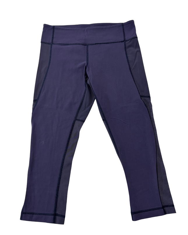 Lululemon Dark Purple Crop Leggings with Side Mesh Detail