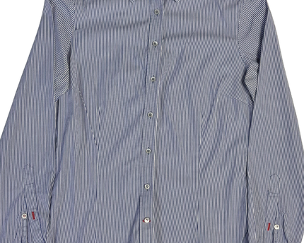 Zara Basic Blue and White Striped Long Sleeve Button Down Shirt