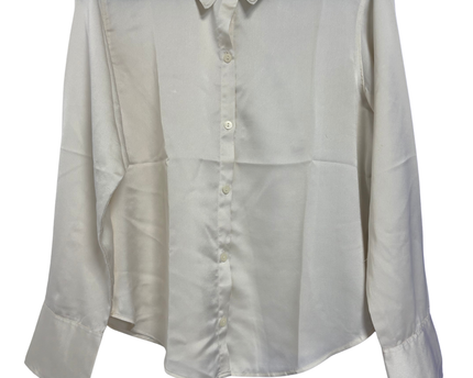 Abercrombie & Fitch Off-white Lustrous Satin Button-Down Blouse