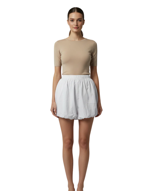 Grimelange White Cotton Puff Bubble Skirt