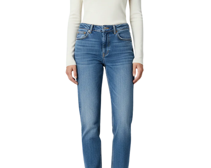 Zara Blue High-Waisted Straight Leg Jeans