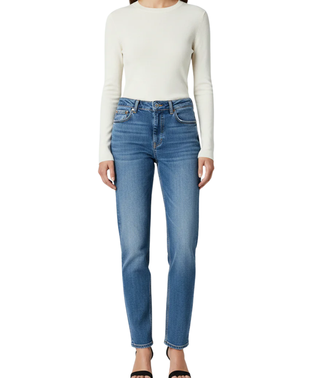 Zara Blue High-Waisted Straight Leg Jeans