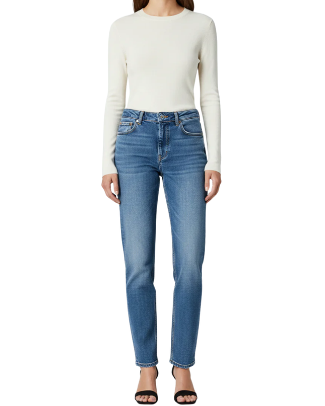 Zara Blue High-Waisted Straight Leg Jeans