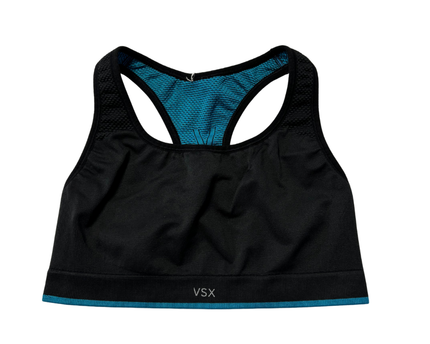 VSX Black and Teal Performance Racerback Sports Bra