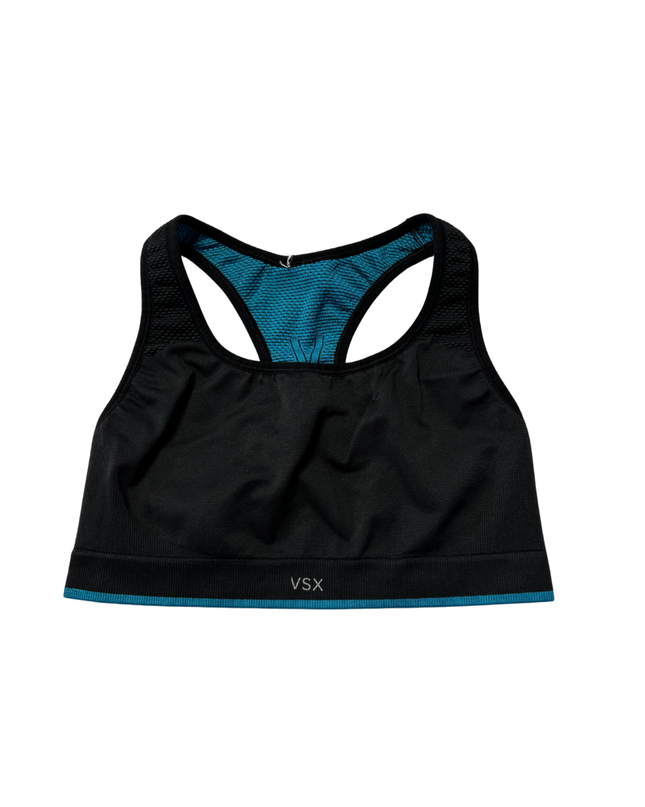 VSX Black and Teal Performance Racerback Sports Bra