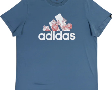 Adidas Blue Floral Logo T-Shirt