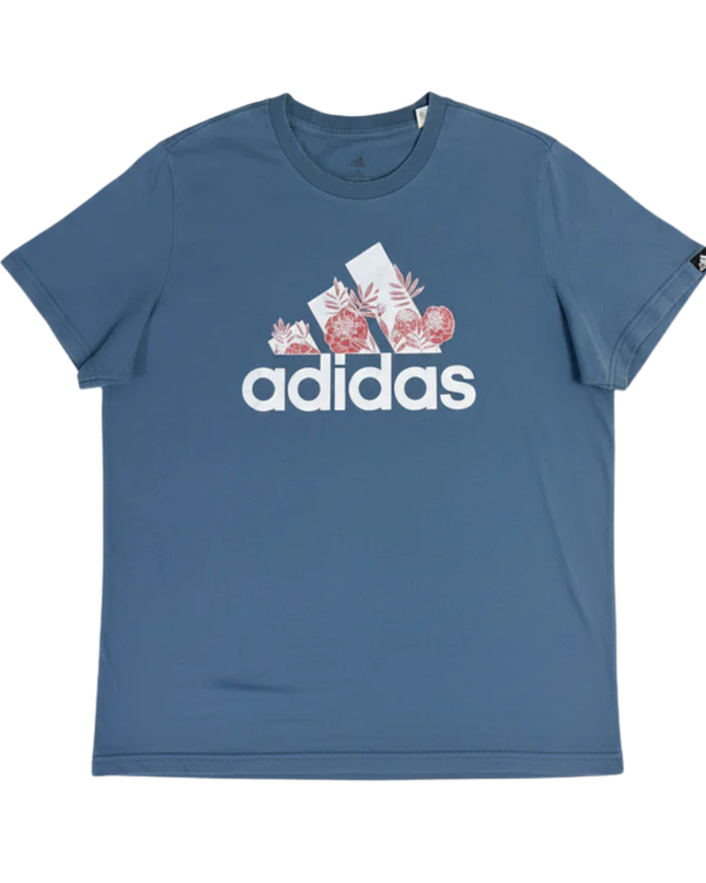 Adidas Blue Floral Logo T-Shirt