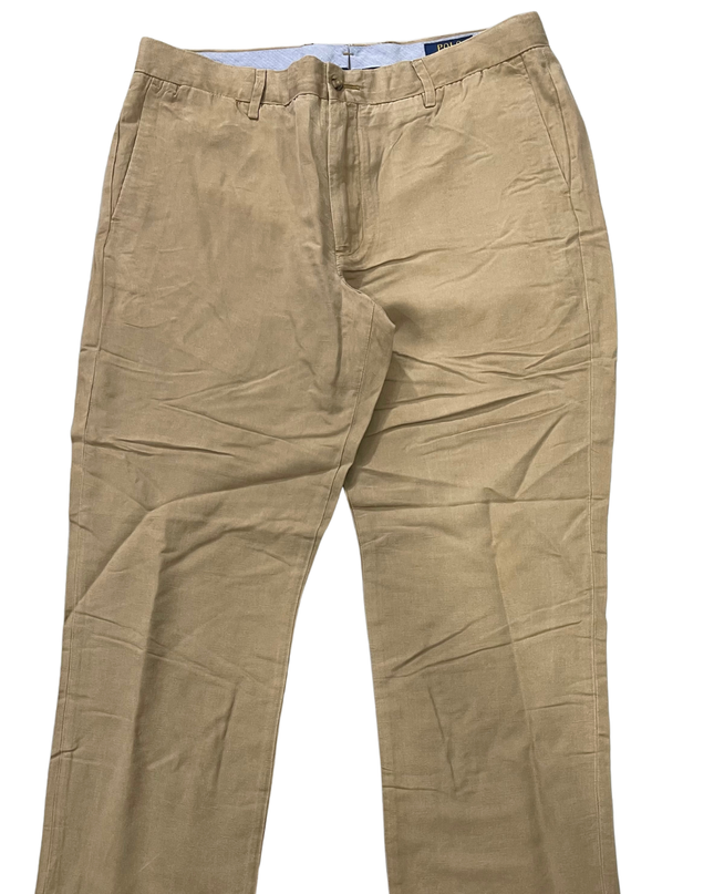 Polo Ralph Lauren Khaki Straight Fit Linen Blend Pants