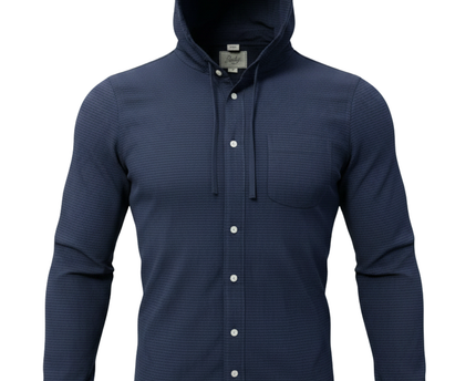 Bixby Nomad Navy Blue Hooded Button-Down Shirt