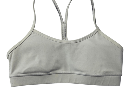 Lululemon White Flow Y Light Support Sports Bra