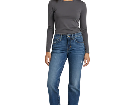 True Religion Blue Section Drew Low Rise Straight Leg Distressed Jeans