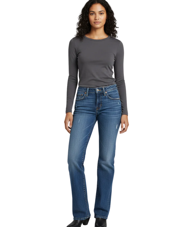 True Religion Blue Section Drew Low Rise Straight Leg Distressed Jeans