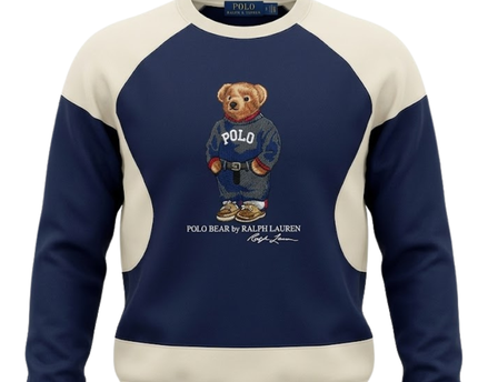 Reworked Polo Ralph Lauren Polo Bear Navy Blue/Beige Sweatshirt