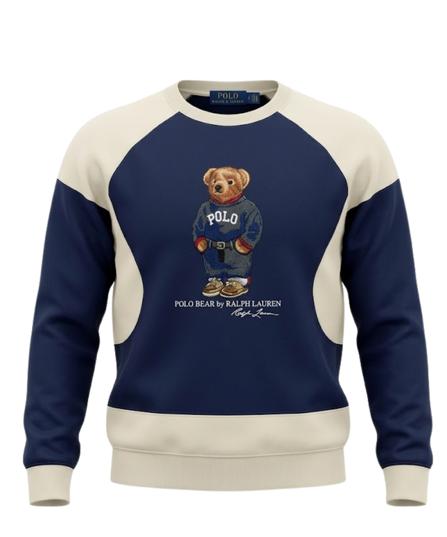 Reworked Polo Ralph Lauren Polo Bear Navy Blue/Beige Sweatshirt