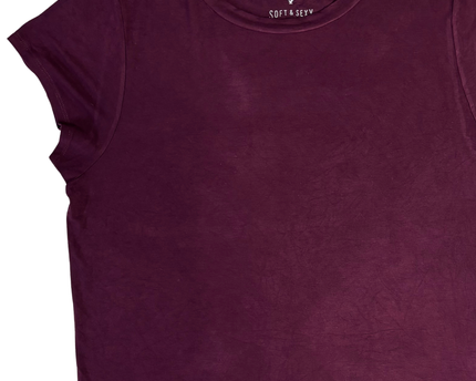 American Eagle Outfitters Burgundy Soft & Sexy Crew Neck T-Shirt