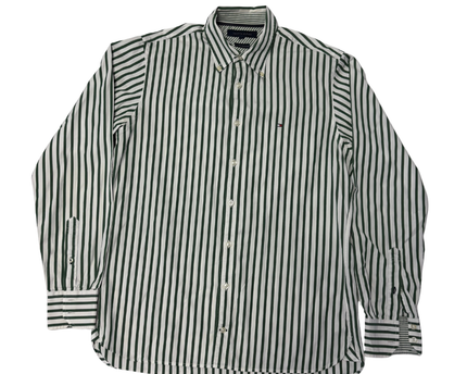 Tommy Hilfiger Green/White Striped Button-Down Shirt