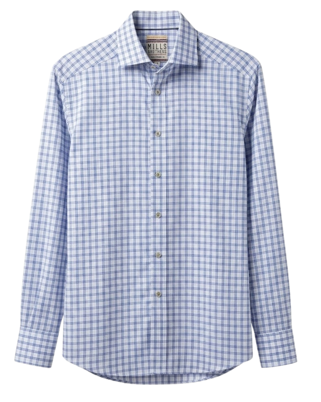 ETON Blue Checked Slim Fit Dress Shirt