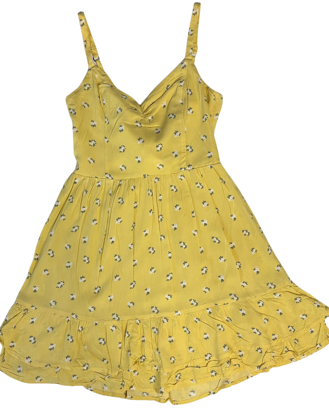 Hollister Yellow Floral Ruffle Mini Dress