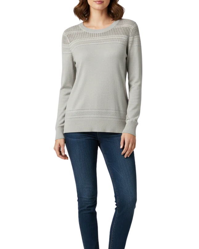Banana Republic Grey Pointelle Knit Long Sleeve Sweater