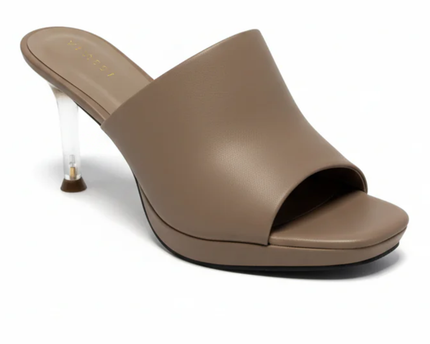 Vincci Tan Clear Heel Mules