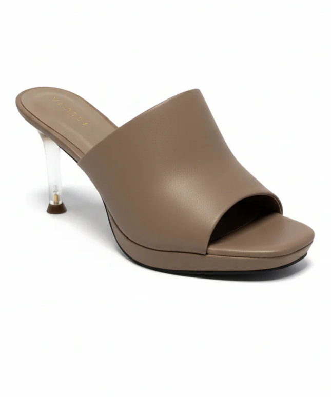 Vincci Tan Clear Heel Mules
