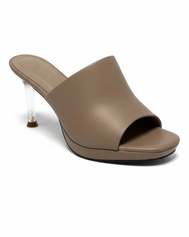 Vincci Tan Clear Heel Mules