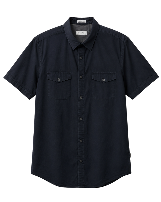 Calvin Klein Black Short Sleeve Double Pocket Button-Down Shirt