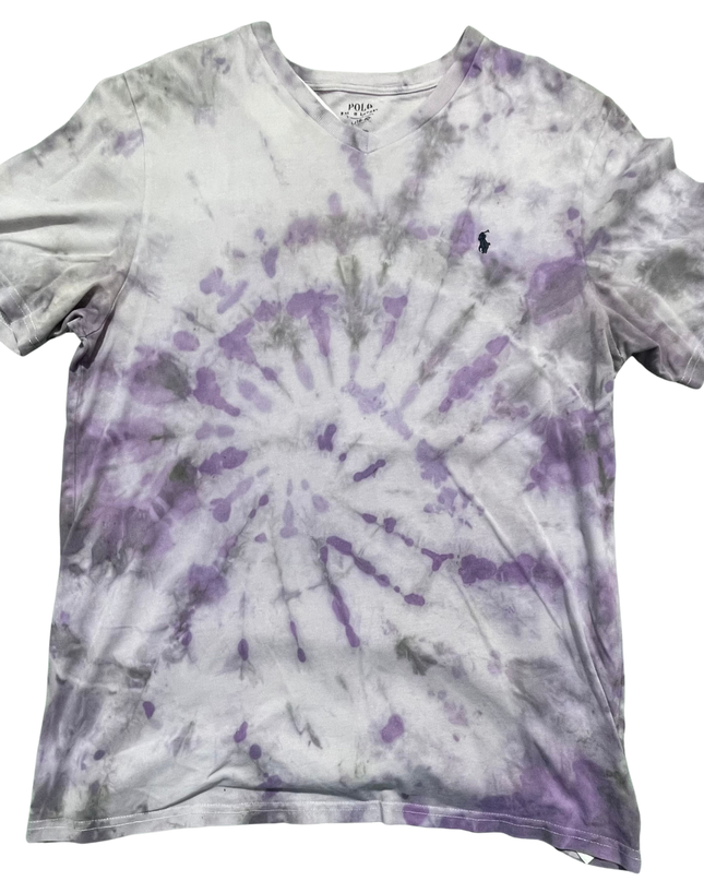 Polo Ralph Lauren Purple Tie-Dye V-Neck T-Shirt