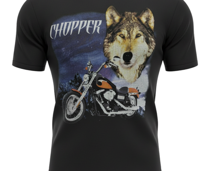 Keya Black Chopper Wolf & Motorcycle Graphic Tee
