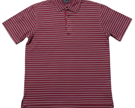 Tommy Hilfiger Burgundy Striped Mercerized Cotton Polo Shirt