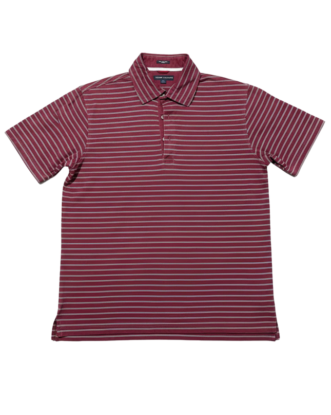 Tommy Hilfiger Burgundy Striped Mercerized Cotton Polo Shirt