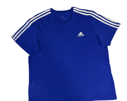 Adidas Blue 3-Stripe Crew Neck T-Shirt