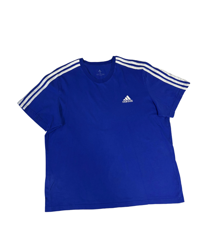 Adidas Blue 3-Stripe Crew Neck T-Shirt